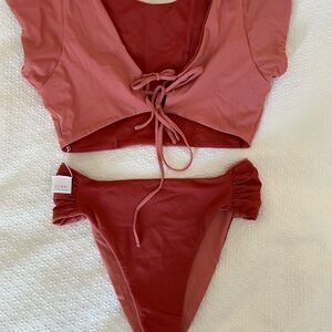 New!!! Pink and Red Reversible Two-Piece Swimsuit